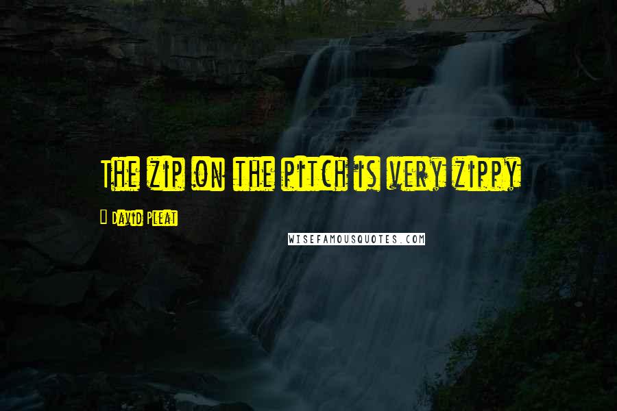 David Pleat Quotes: The zip on the pitch is very zippy