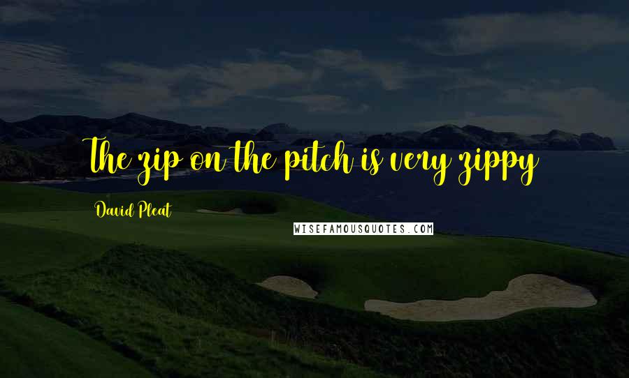 David Pleat Quotes: The zip on the pitch is very zippy