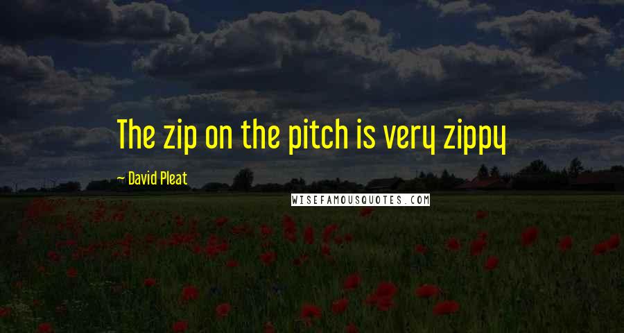David Pleat Quotes: The zip on the pitch is very zippy
