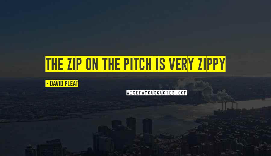 David Pleat Quotes: The zip on the pitch is very zippy