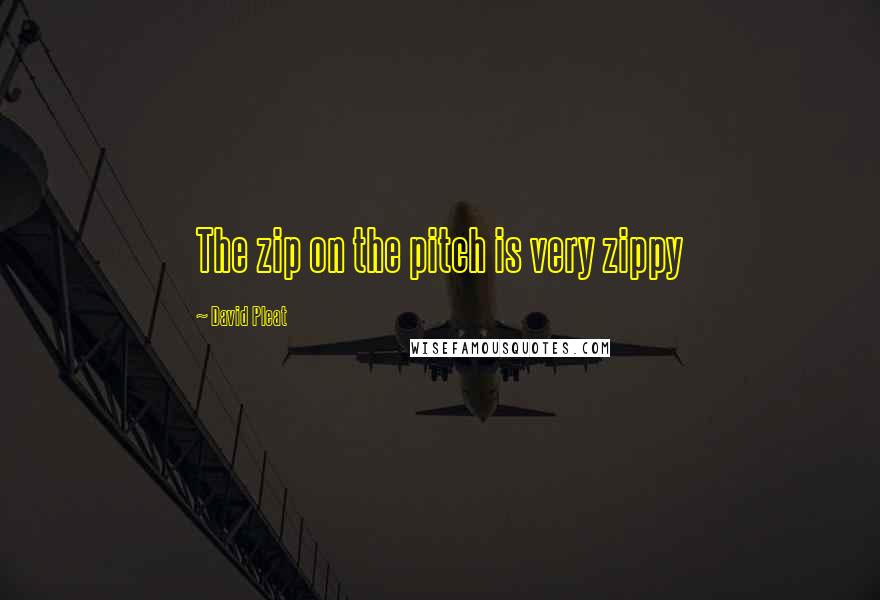 David Pleat Quotes: The zip on the pitch is very zippy