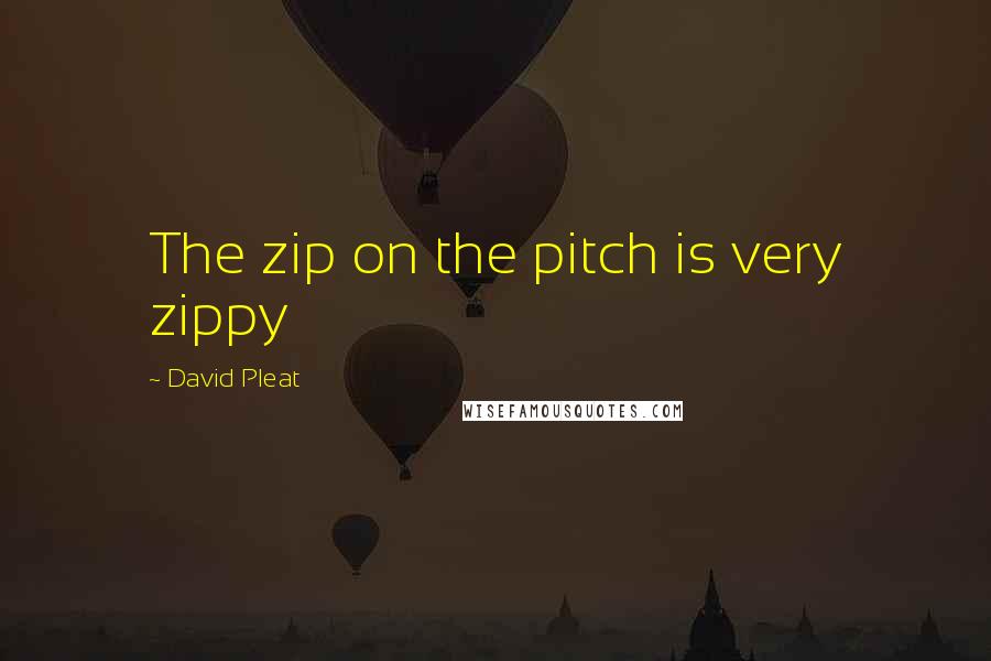 David Pleat Quotes: The zip on the pitch is very zippy