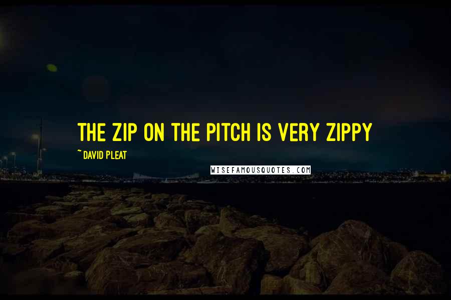 David Pleat Quotes: The zip on the pitch is very zippy
