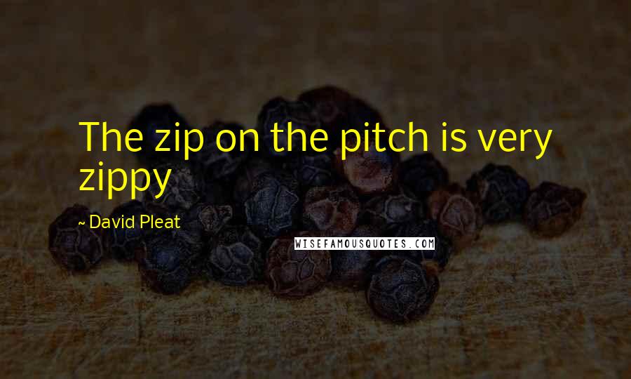 David Pleat Quotes: The zip on the pitch is very zippy