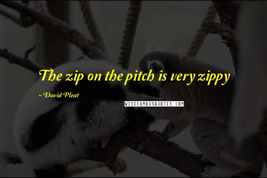 David Pleat Quotes: The zip on the pitch is very zippy