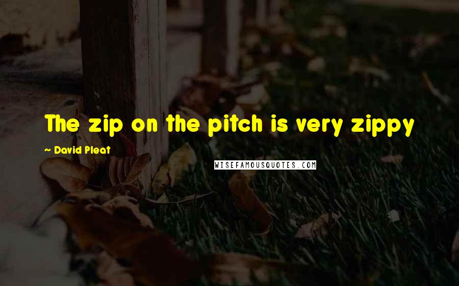 David Pleat Quotes: The zip on the pitch is very zippy