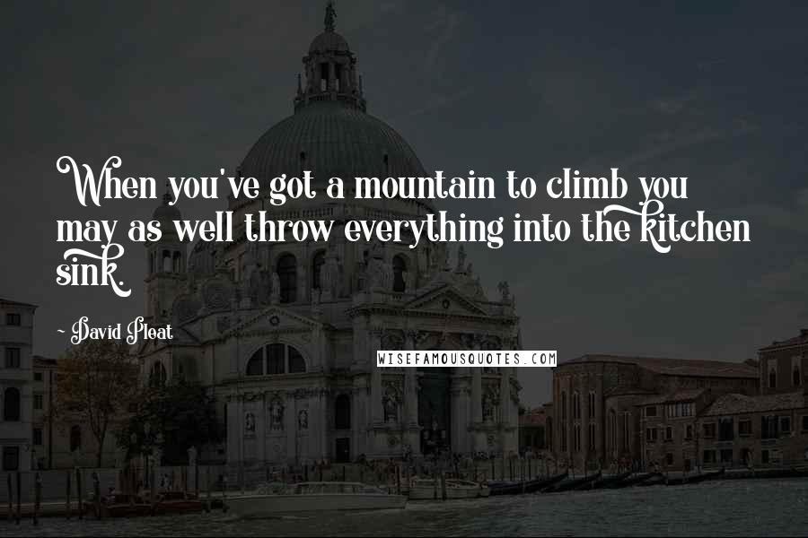 David Pleat Quotes: When you've got a mountain to climb you may as well throw everything into the kitchen sink.