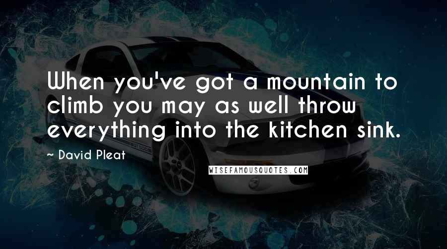 David Pleat Quotes: When you've got a mountain to climb you may as well throw everything into the kitchen sink.