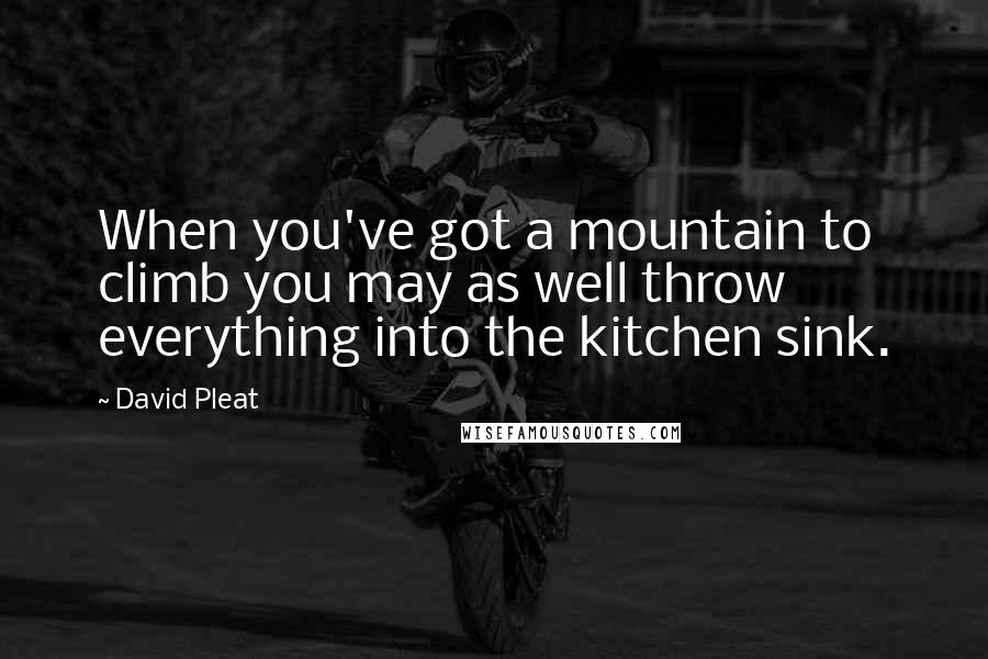 David Pleat Quotes: When you've got a mountain to climb you may as well throw everything into the kitchen sink.