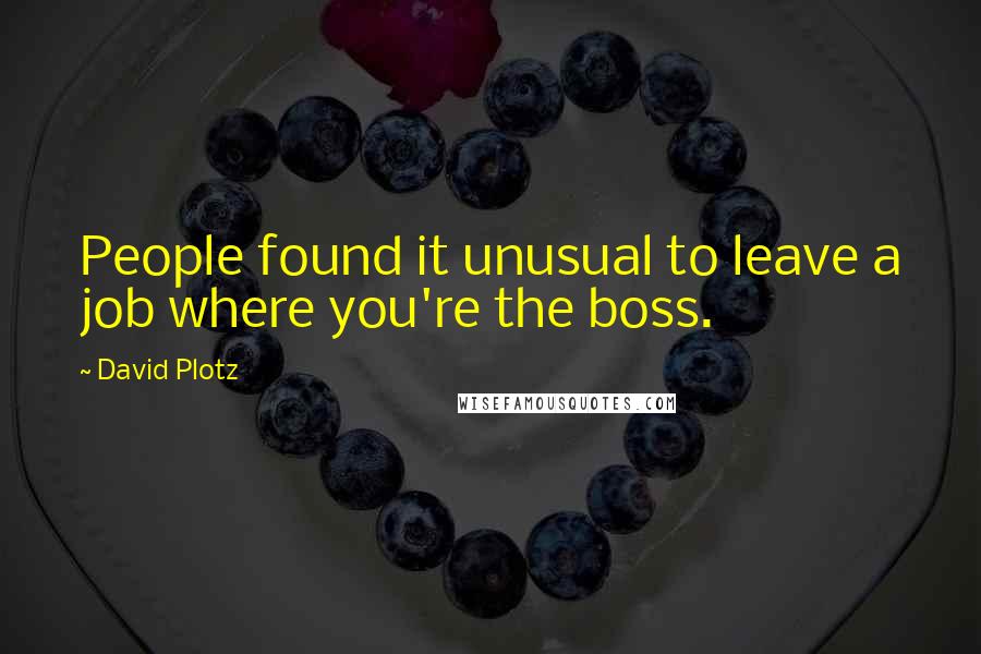 David Plotz Quotes: People found it unusual to leave a job where you're the boss.