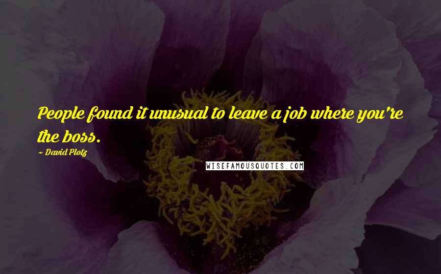 David Plotz Quotes: People found it unusual to leave a job where you're the boss.