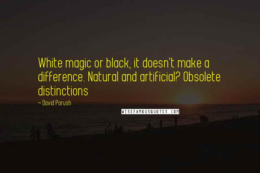 David Porush Quotes: White magic or black, it doesn't make a difference. Natural and artificial? Obsolete distinctions