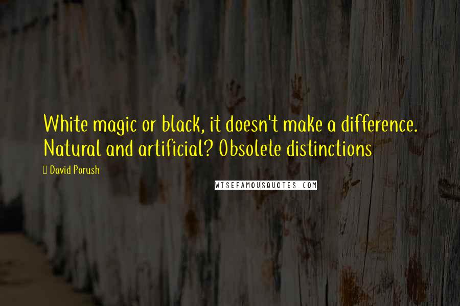 David Porush Quotes: White magic or black, it doesn't make a difference. Natural and artificial? Obsolete distinctions