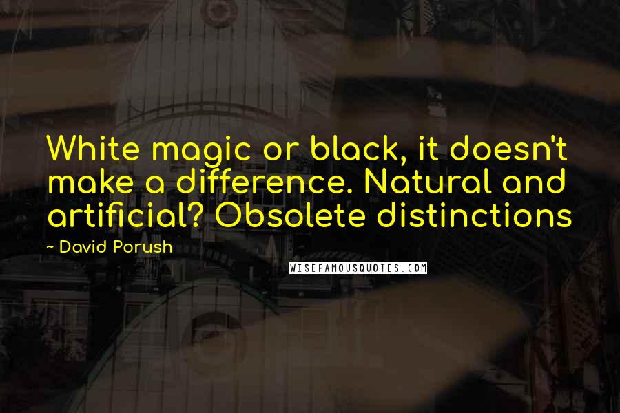 David Porush Quotes: White magic or black, it doesn't make a difference. Natural and artificial? Obsolete distinctions
