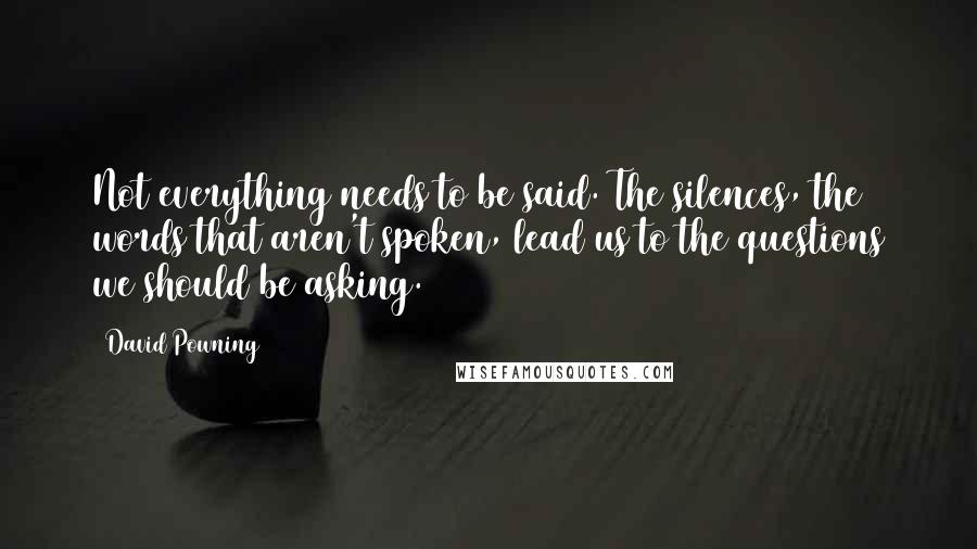 David Powning Quotes: Not everything needs to be said. The silences, the words that aren't spoken, lead us to the questions we should be asking.