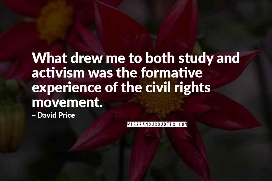 David Price Quotes: What drew me to both study and activism was the formative experience of the civil rights movement.