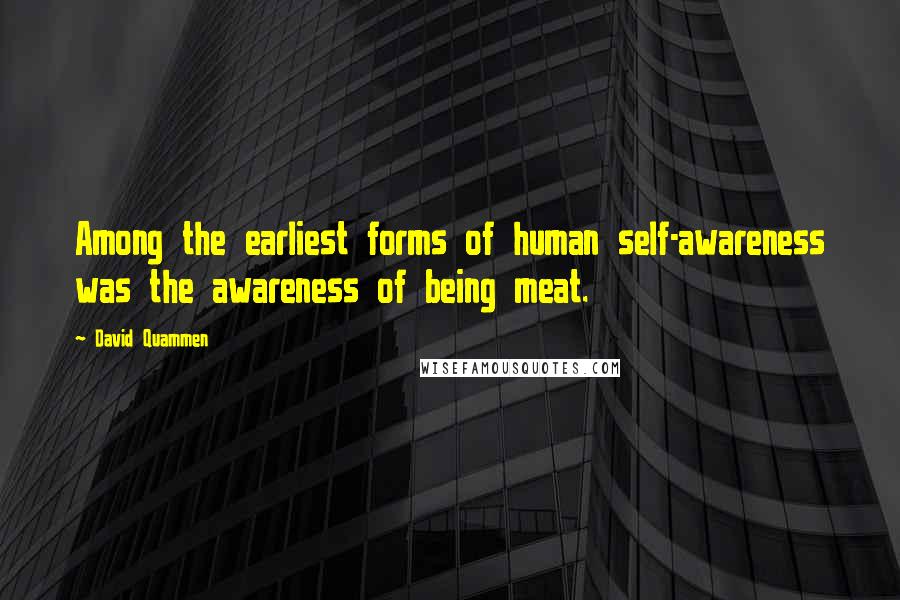 David Quammen Quotes: Among the earliest forms of human self-awareness was the awareness of being meat.