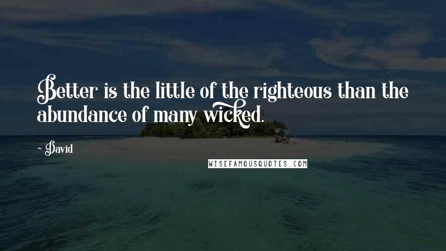David Quotes: Better is the little of the righteous than the abundance of many wicked.