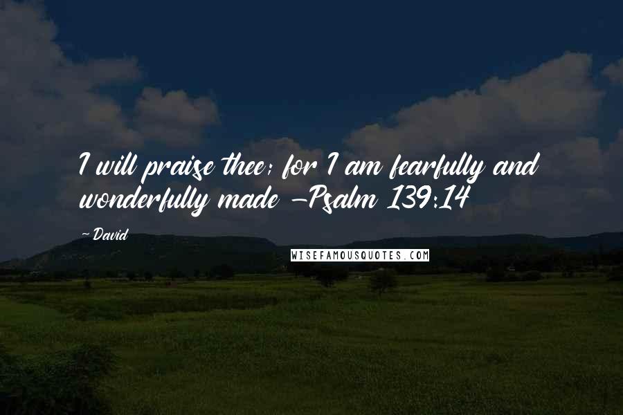 David Quotes: I will praise thee; for I am fearfully and wonderfully made -Psalm 139:14