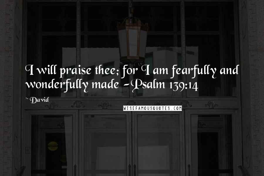 David Quotes: I will praise thee; for I am fearfully and wonderfully made -Psalm 139:14