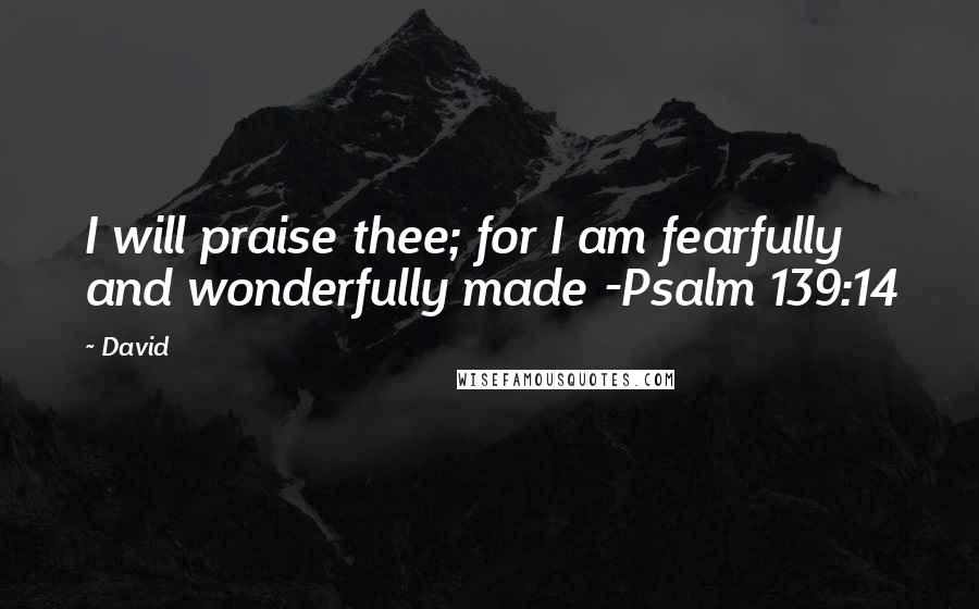 David Quotes: I will praise thee; for I am fearfully and wonderfully made -Psalm 139:14