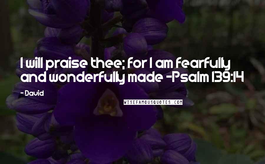David Quotes: I will praise thee; for I am fearfully and wonderfully made -Psalm 139:14