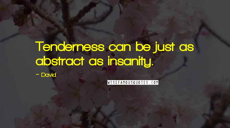 David Quotes: Tenderness can be just as abstract as insanity.