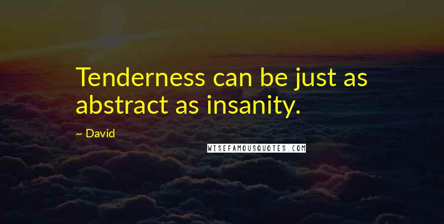 David Quotes: Tenderness can be just as abstract as insanity.