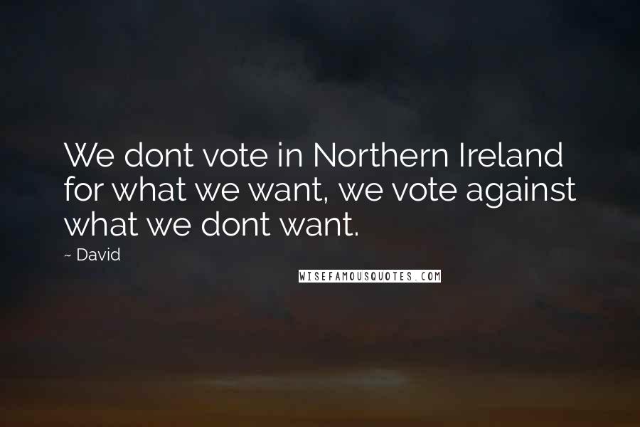David Quotes: We dont vote in Northern Ireland for what we want, we vote against what we dont want.