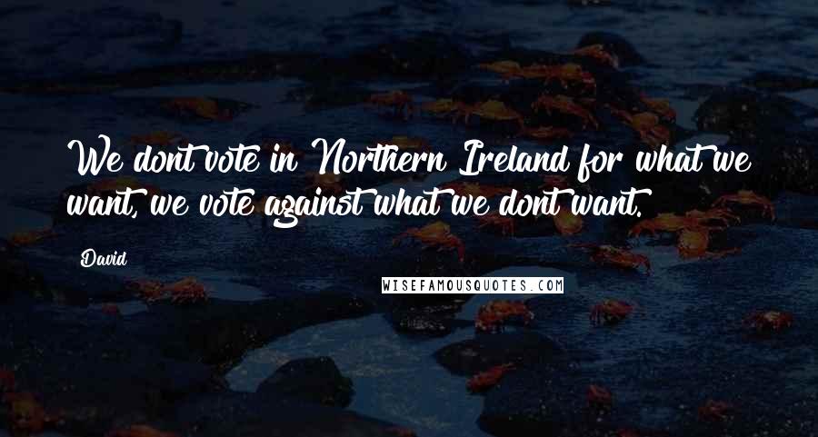 David Quotes: We dont vote in Northern Ireland for what we want, we vote against what we dont want.