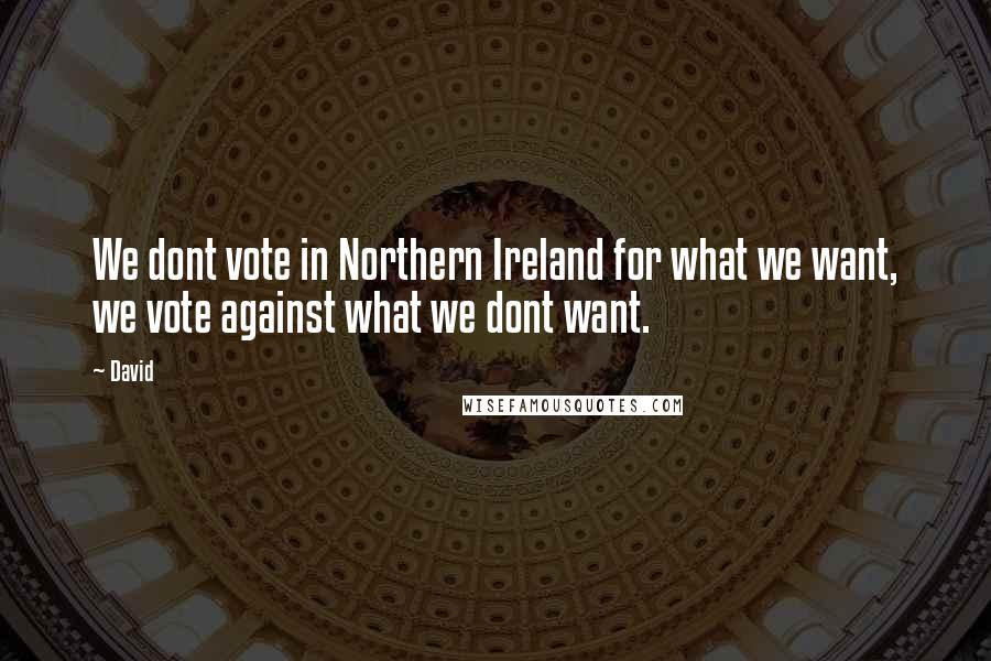 David Quotes: We dont vote in Northern Ireland for what we want, we vote against what we dont want.