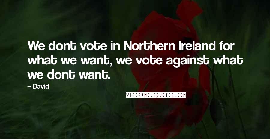 David Quotes: We dont vote in Northern Ireland for what we want, we vote against what we dont want.