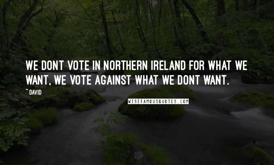 David Quotes: We dont vote in Northern Ireland for what we want, we vote against what we dont want.