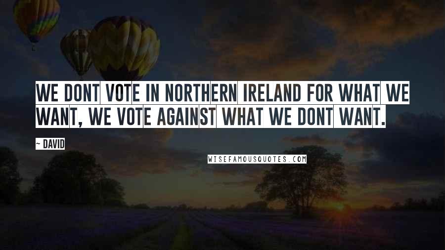David Quotes: We dont vote in Northern Ireland for what we want, we vote against what we dont want.