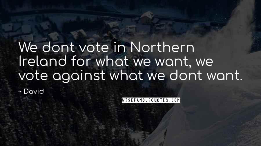 David Quotes: We dont vote in Northern Ireland for what we want, we vote against what we dont want.