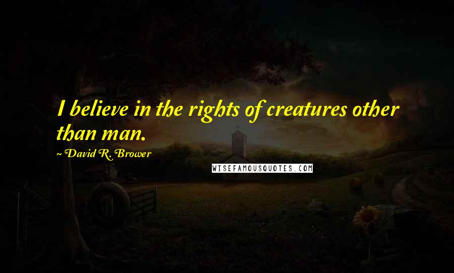 David R. Brower Quotes: I believe in the rights of creatures other than man.