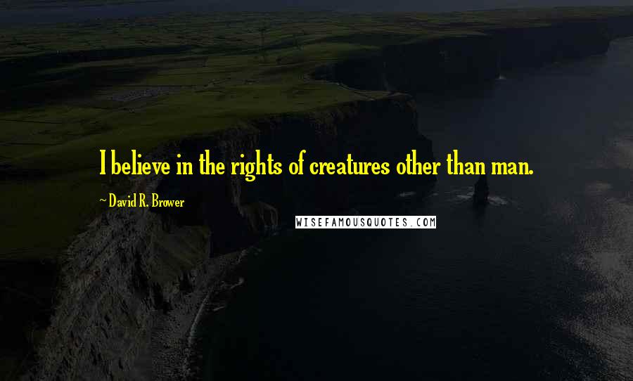 David R. Brower Quotes: I believe in the rights of creatures other than man.