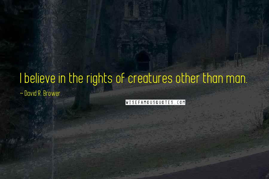 David R. Brower Quotes: I believe in the rights of creatures other than man.