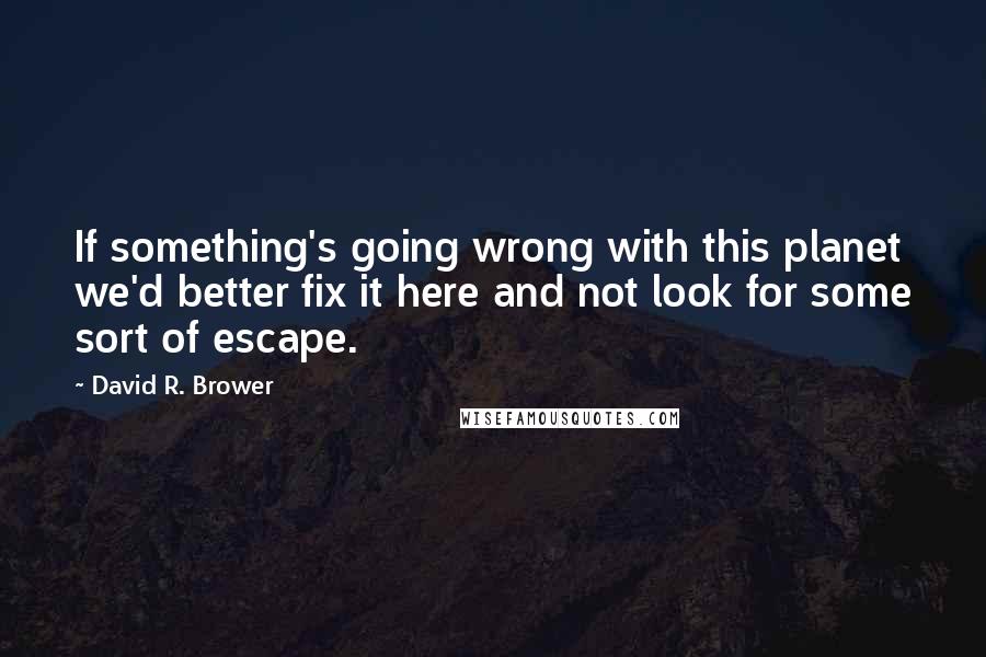 David R. Brower Quotes: If something's going wrong with this planet we'd better fix it here and not look for some sort of escape.