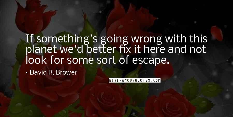 David R. Brower Quotes: If something's going wrong with this planet we'd better fix it here and not look for some sort of escape.