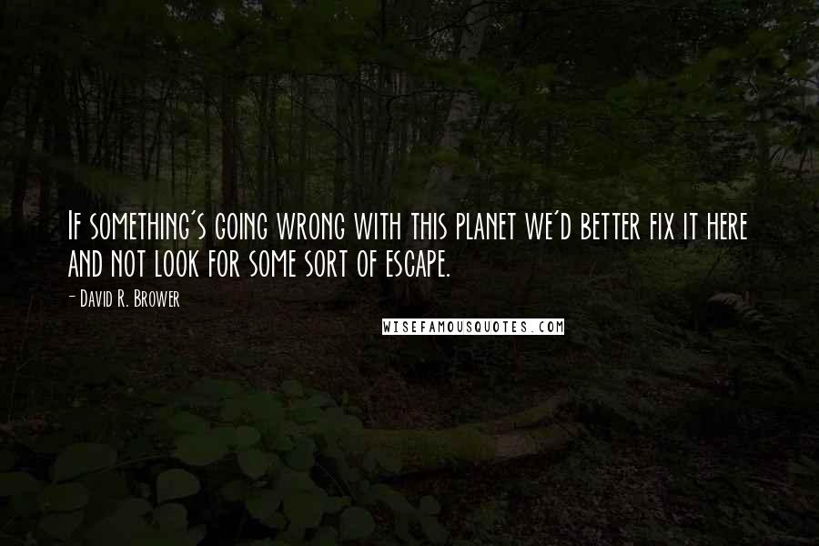 David R. Brower Quotes: If something's going wrong with this planet we'd better fix it here and not look for some sort of escape.