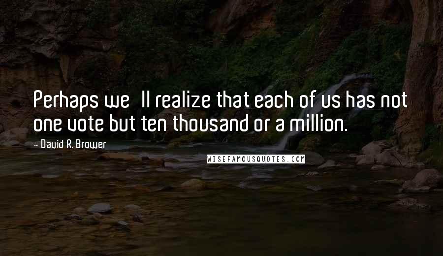 David R. Brower Quotes: Perhaps we'll realize that each of us has not one vote but ten thousand or a million.