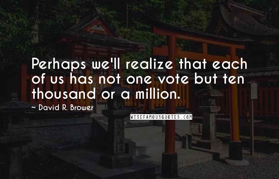 David R. Brower Quotes: Perhaps we'll realize that each of us has not one vote but ten thousand or a million.