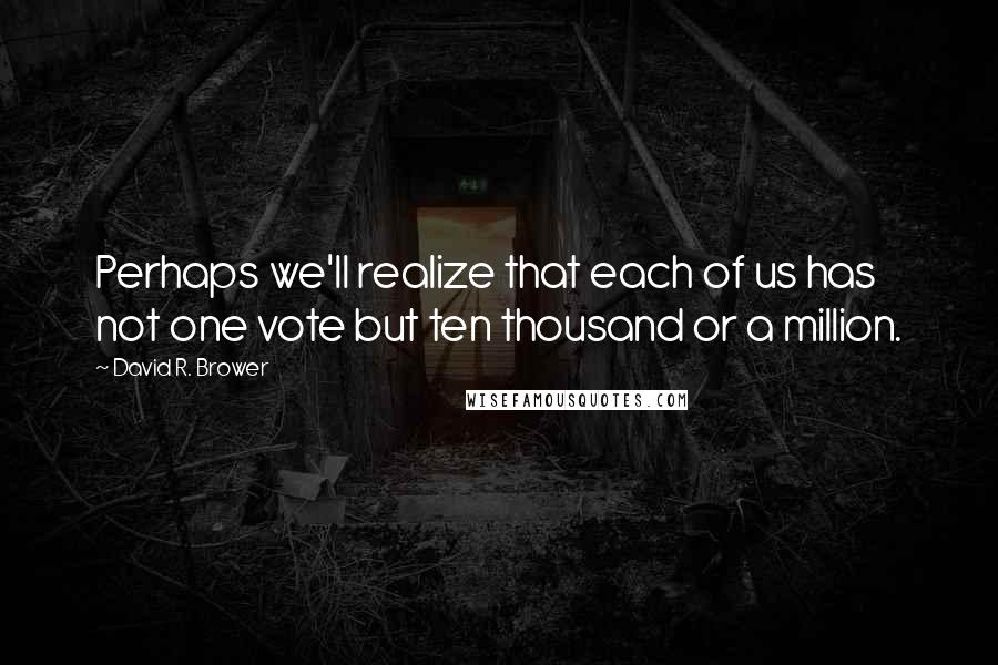 David R. Brower Quotes: Perhaps we'll realize that each of us has not one vote but ten thousand or a million.