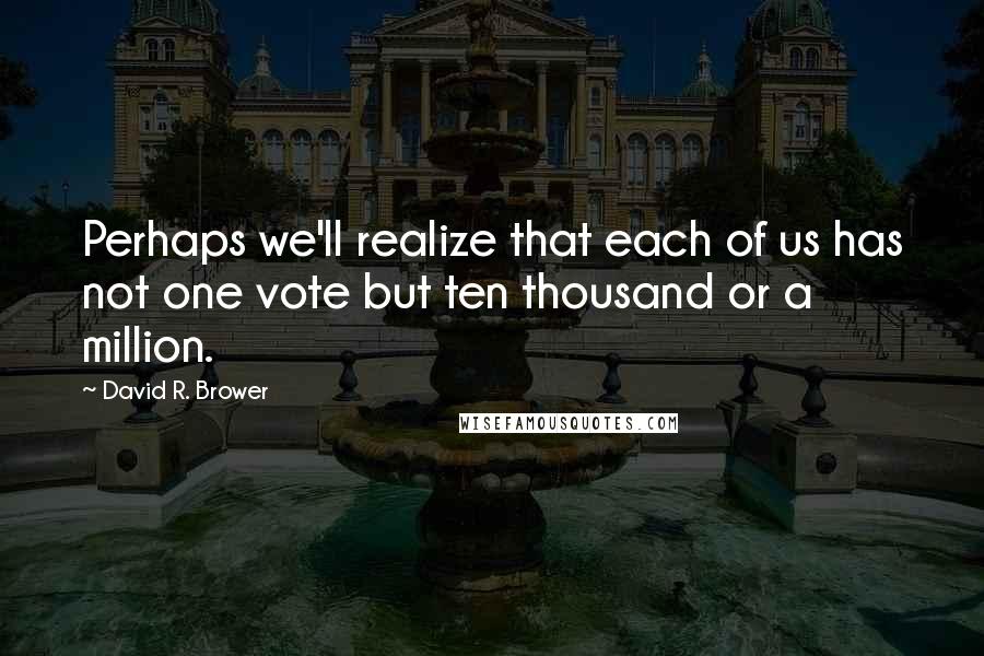 David R. Brower Quotes: Perhaps we'll realize that each of us has not one vote but ten thousand or a million.