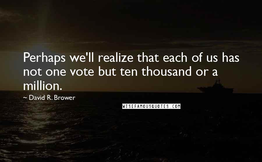 David R. Brower Quotes: Perhaps we'll realize that each of us has not one vote but ten thousand or a million.
