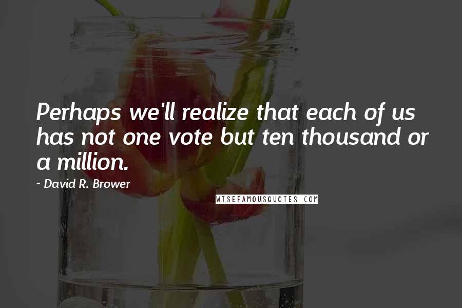 David R. Brower Quotes: Perhaps we'll realize that each of us has not one vote but ten thousand or a million.