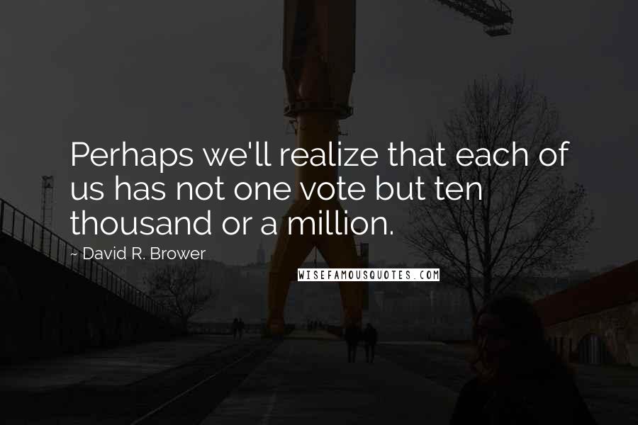 David R. Brower Quotes: Perhaps we'll realize that each of us has not one vote but ten thousand or a million.