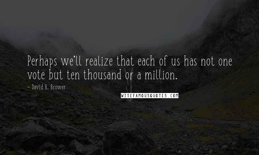 David R. Brower Quotes: Perhaps we'll realize that each of us has not one vote but ten thousand or a million.