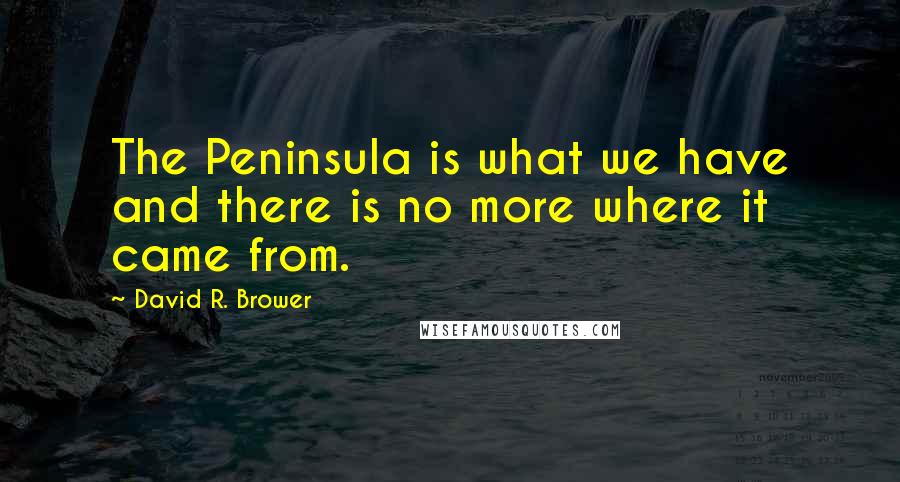 David R. Brower Quotes: The Peninsula is what we have and there is no more where it came from.